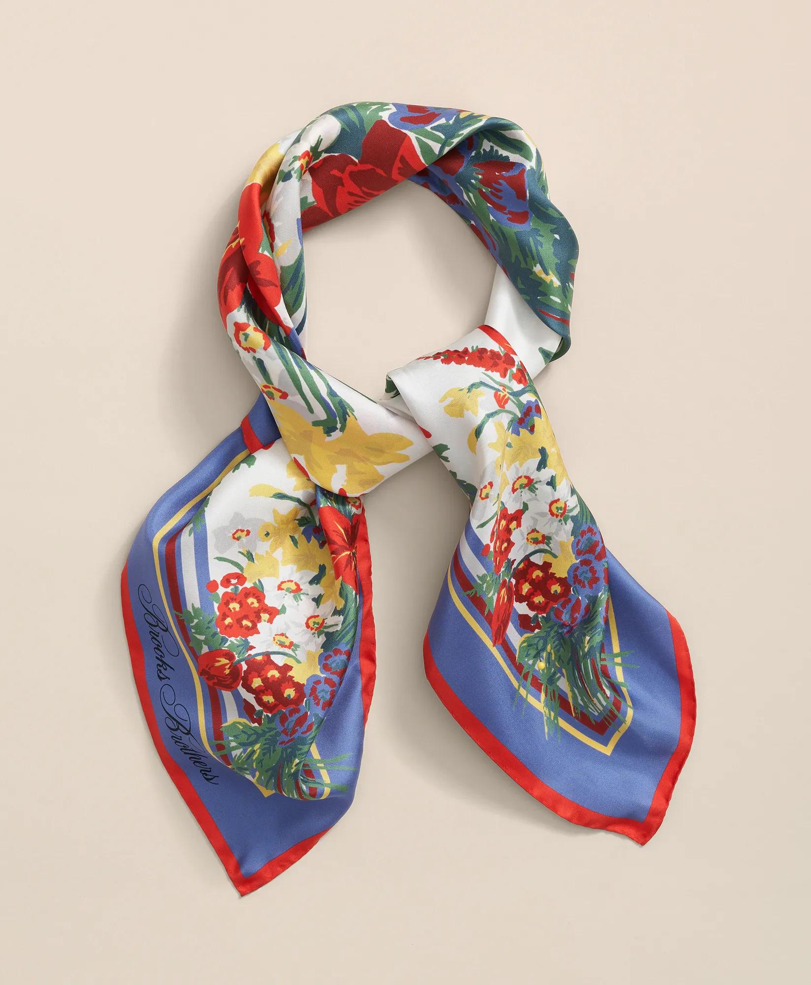 Floral Scarf in Silk Twill