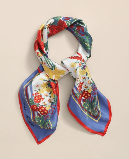 Floral Scarf in Silk Twill, image 1