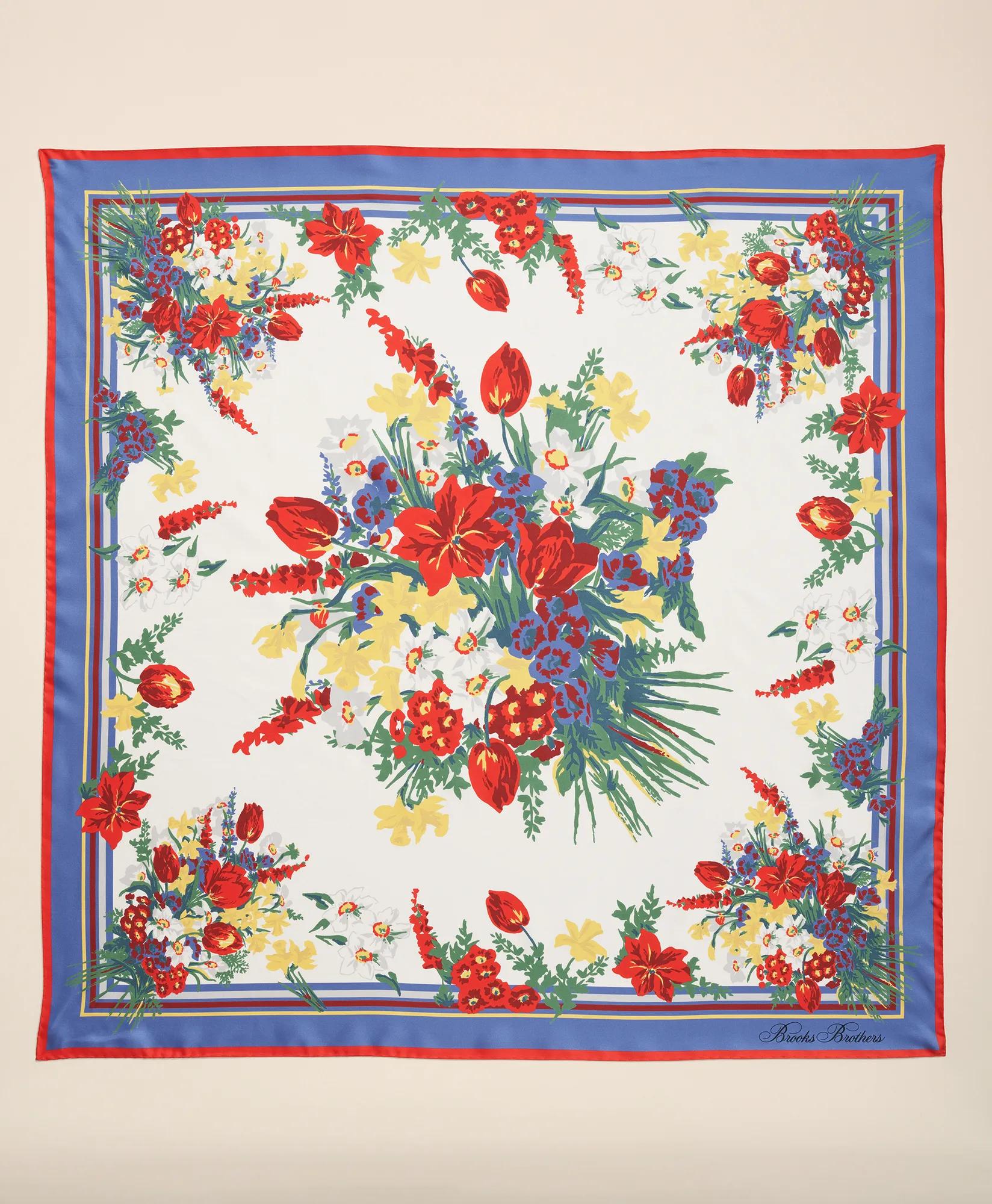 Floral Scarf in Silk Twill