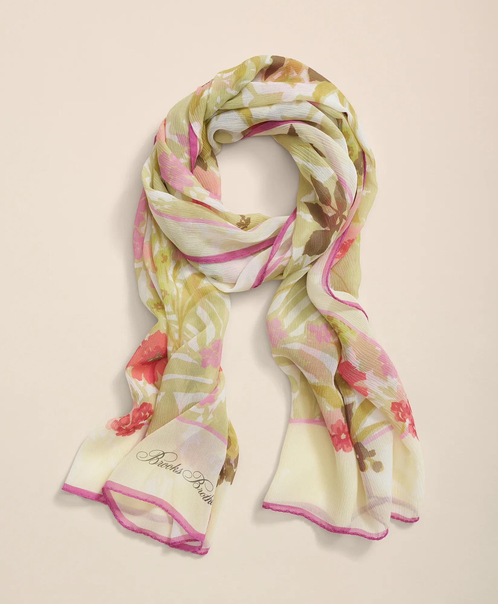 Floral Crinkle Chiffon Scarf