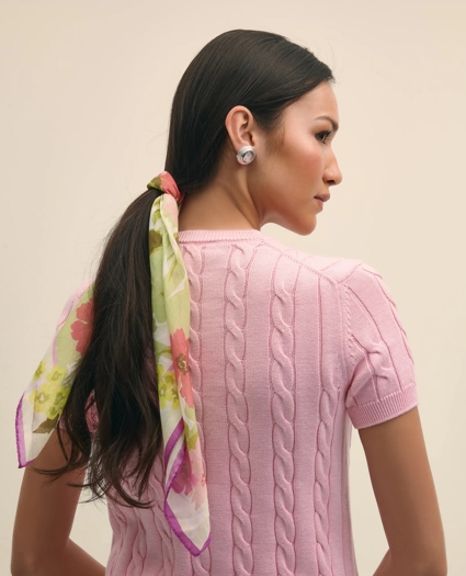 Cotton-Silk Floral Neck Scarf, image 3