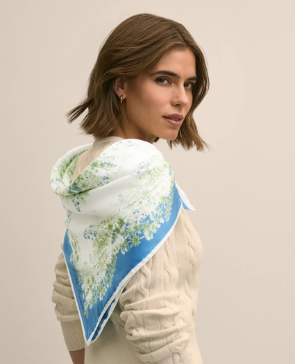 Silk Floral Square Scarf, image 1