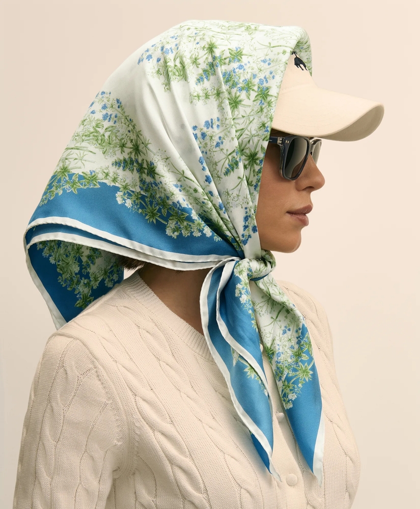 Silk Floral Square Scarf, image 2