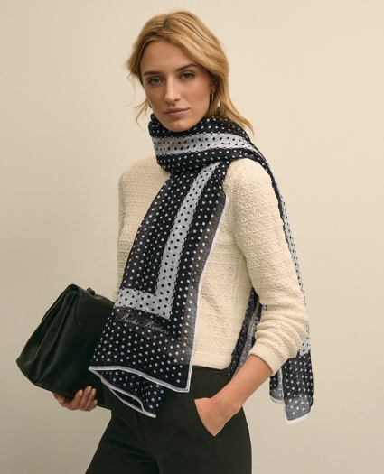 Modal-Linen-Silk Dot Motif Scarf, image 4