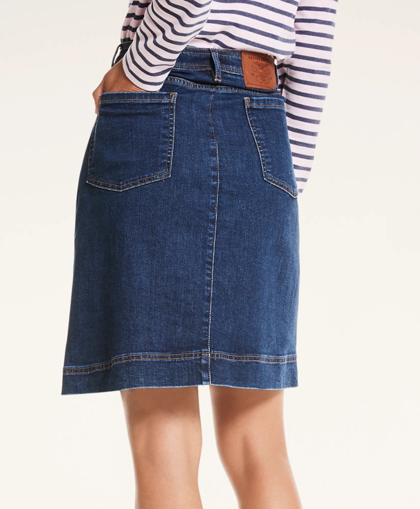 Denim Button-Front A-Line Skirt, image 3
