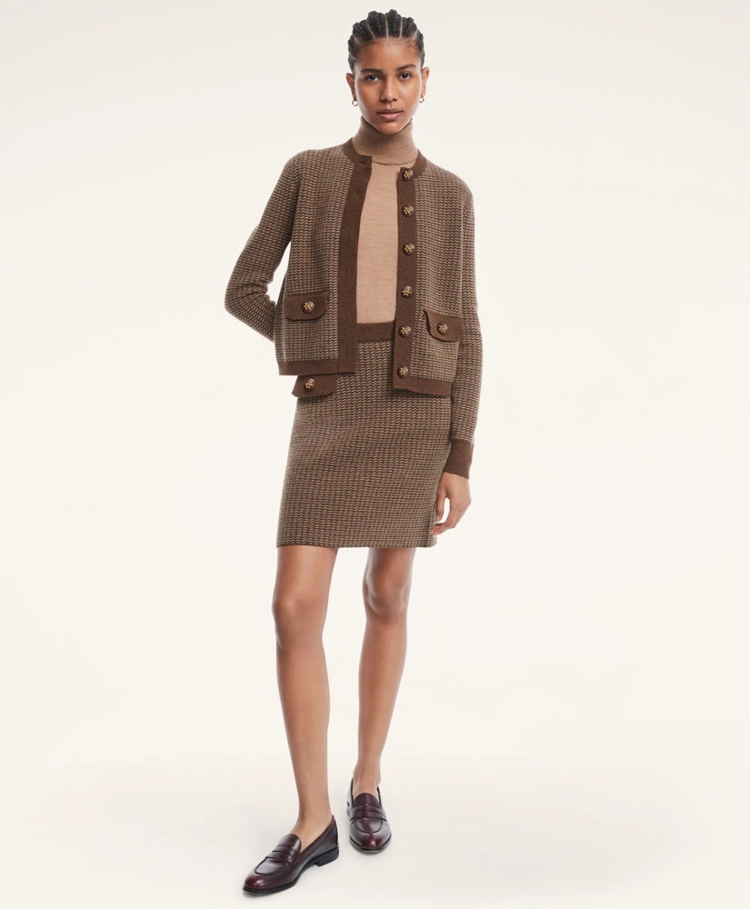 Merino Wool Double Knit Houndstooth Skirt, image 2