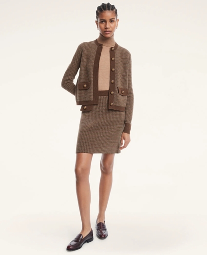 Merino Wool Double Knit Houndstooth Skirt, image 2