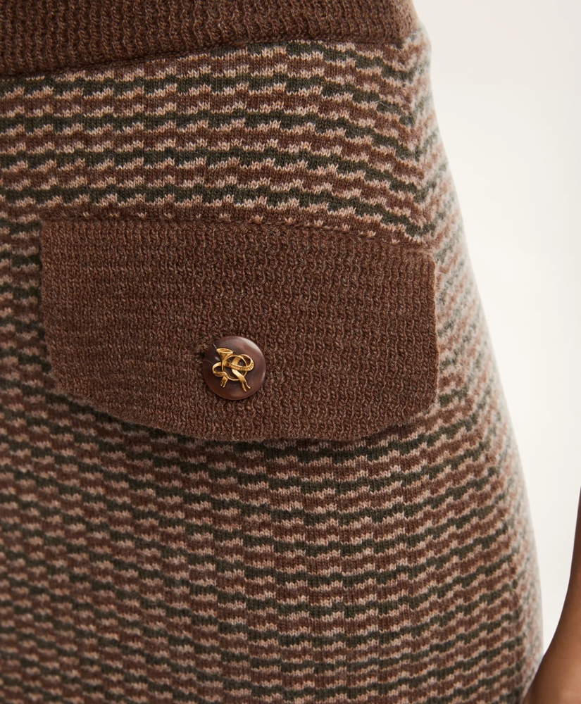 Merino Wool Double Knit Houndstooth Skirt, image 3
