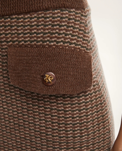 Merino Wool Double Knit Houndstooth Skirt, image 3