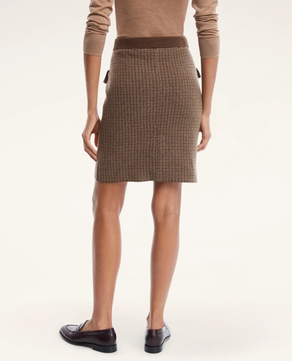 Merino Wool Double Knit Houndstooth Skirt, image 4