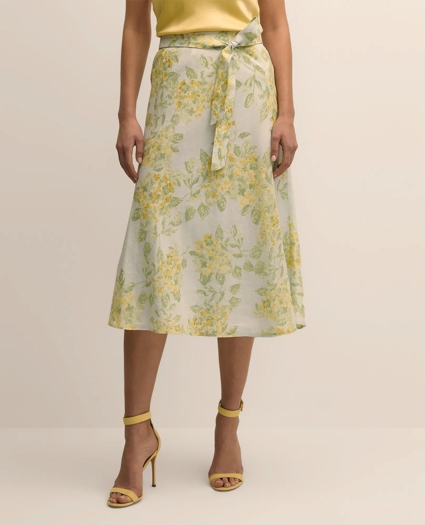 Linen A-Line Waist-Tie Skirt, image 2