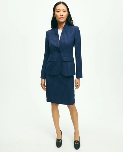 Wool Pinstripe Pencil Skirt, image 2