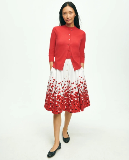Stretch Cotton Poppy Print Flare Skirt, image 2