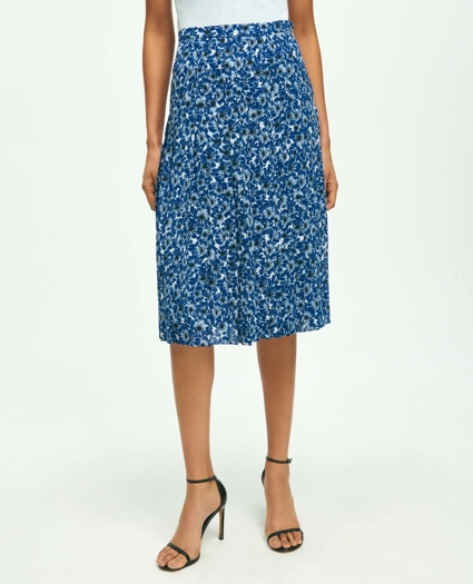 Pleated Poppy Print Skirt, image 1