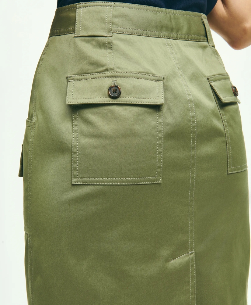 Stretch Cotton Twill Safari Pencil Skirt, image 5