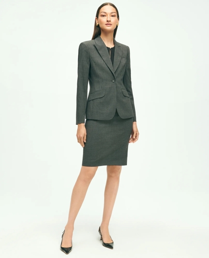 Stretch Wool Pinstripe Pencil Skirt, image 2