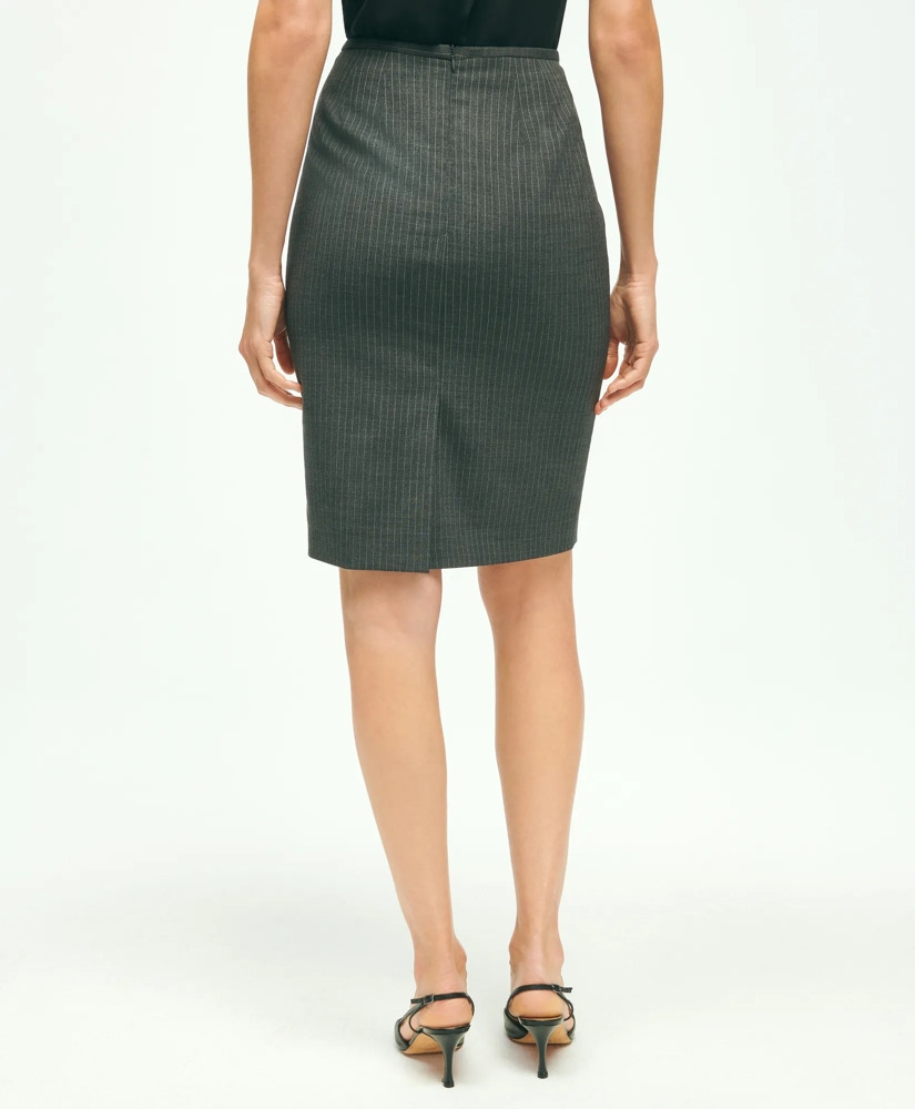 Stretch Wool Pinstripe Pencil Skirt, image 4