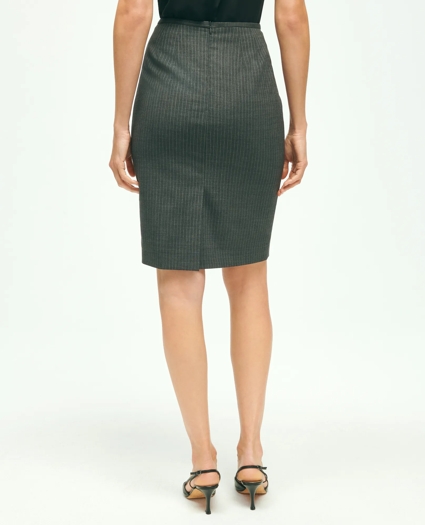 Stretch Wool Pinstripe Pencil Skirt, image 4