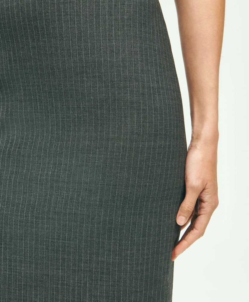 Stretch Wool Pinstripe Pencil Skirt, image 5