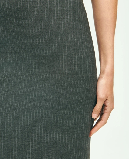 Stretch Wool Pinstripe Pencil Skirt, image 5
