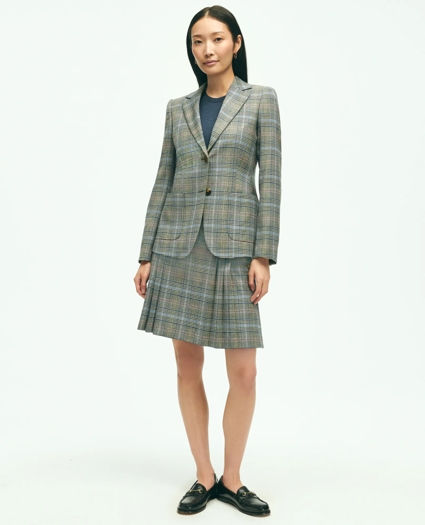 Stretch Wool Prince of Wales A-Line Pleated Skirt, image 3