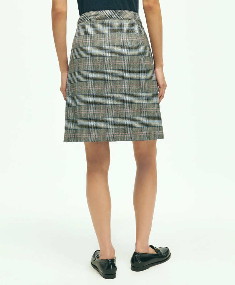 Stretch Wool Prince of Wales A-Line Pleated Skirt, image 4