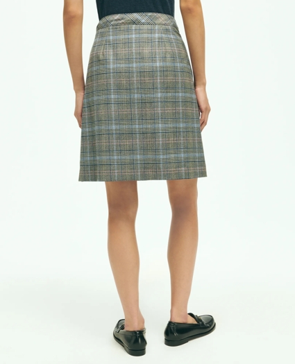 Stretch Wool Prince of Wales A-Line Pleated Skirt, image 4
