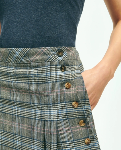 Stretch Wool Prince of Wales A-Line Pleated Skirt, image 5