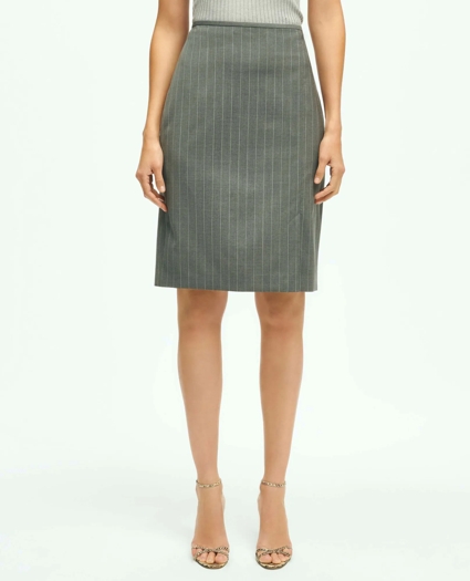 Pinstripe Pencil Skirt in Wool Blend, image 1