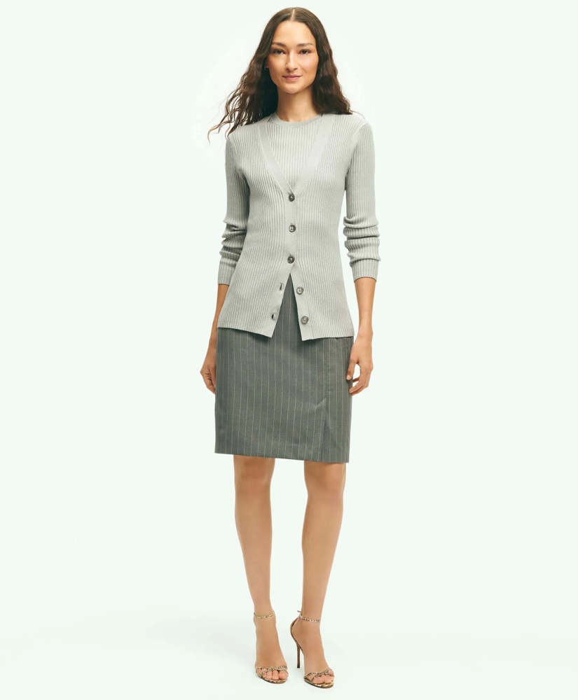 Pinstripe Pencil Skirt in Wool Blend, image 2