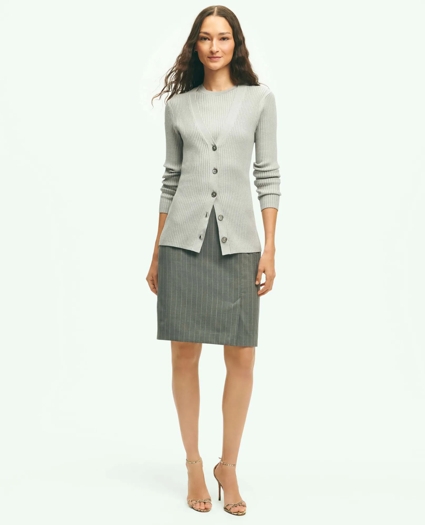 Pinstripe Pencil Skirt in Wool Blend, image 2