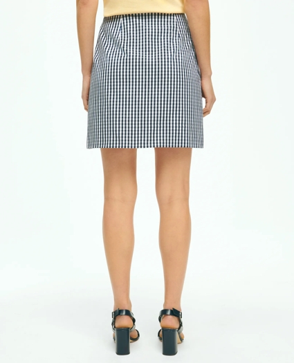 Gingham Wrap Skirt In Bi-Stretch Cotton Twill, image 5