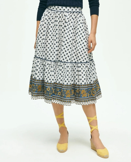 Floral Paisley A-Line Tiered Skirt In Cotton, image 1