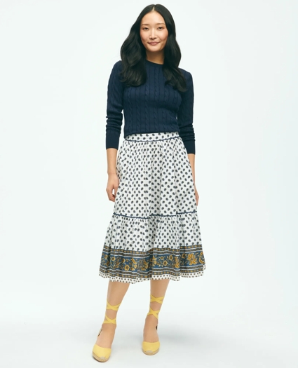 Floral Paisley A-Line Tiered Skirt In Cotton, image 2