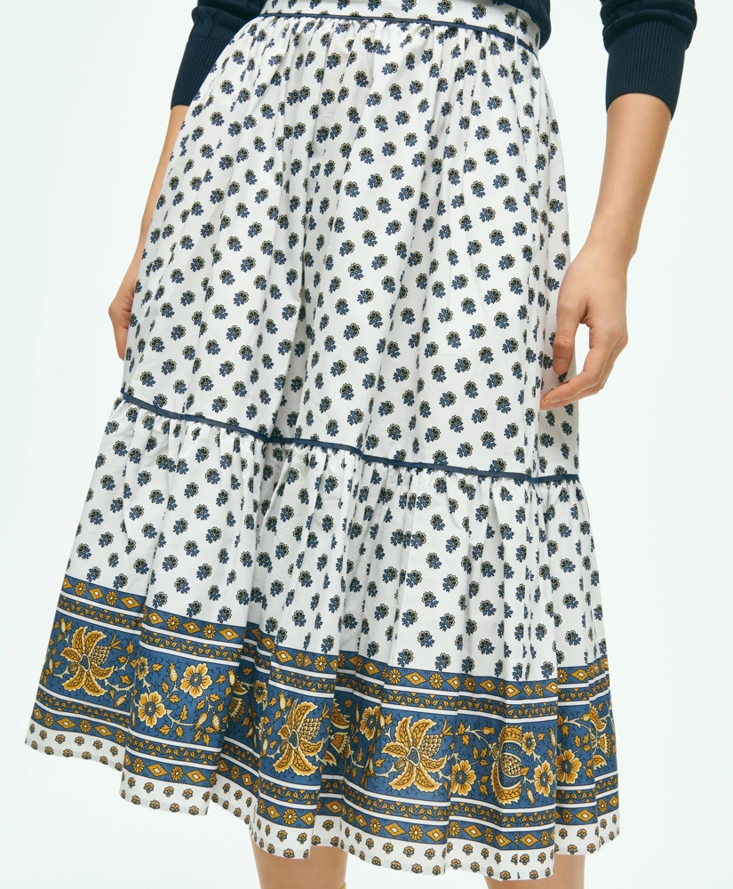 Floral Paisley A-Line Tiered Skirt In Cotton, image 3