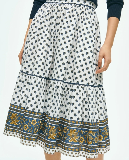 Floral Paisley A-Line Tiered Skirt In Cotton, image 3