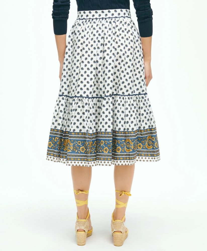 Floral Paisley A-Line Tiered Skirt In Cotton, image 4