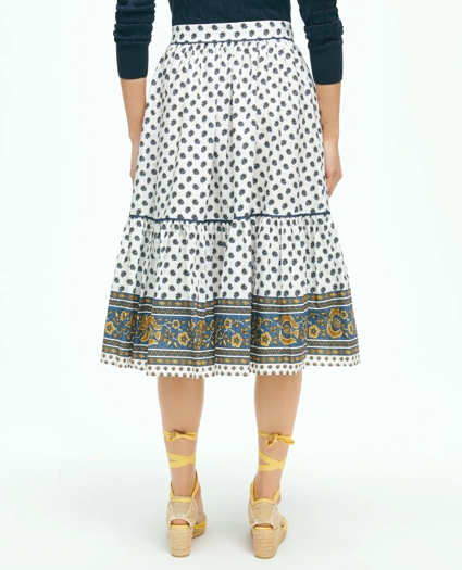 Floral Paisley A-Line Tiered Skirt In Cotton, image 4