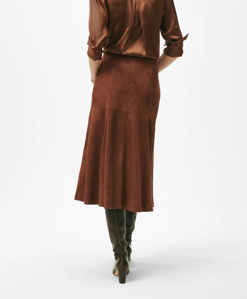 Fluted Hem Skirt in Suede, image 4