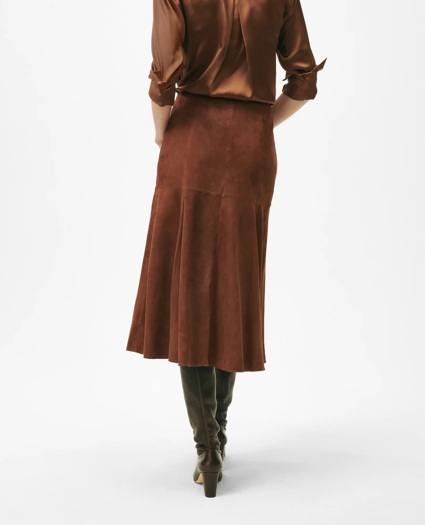 Fluted Hem Skirt in Suede, image 4