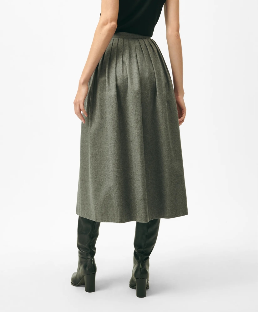 A-Line Pleated Flannel Skirt with Side-Seam Buttons, image 4