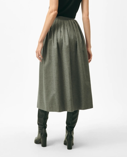 A-Line Pleated Flannel Skirt with Side-Seam Buttons, image 4