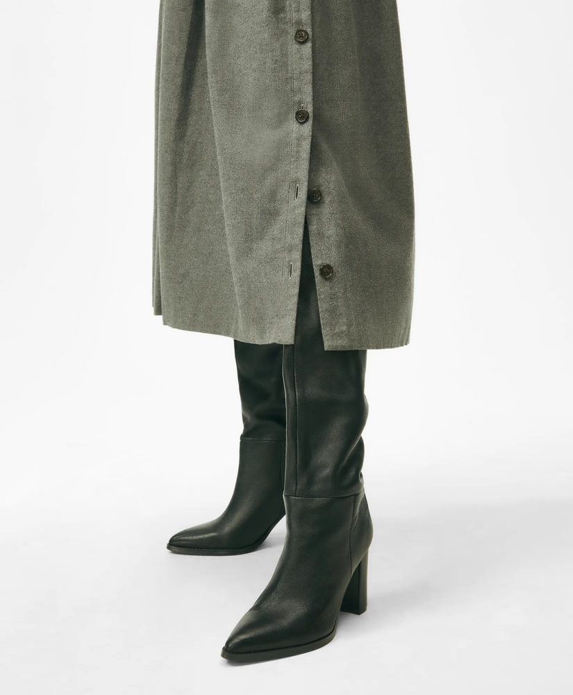 A-Line Pleated Flannel Skirt with Side-Seam Buttons, image 5
