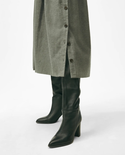 A-Line Pleated Flannel Skirt with Side-Seam Buttons, image 5
