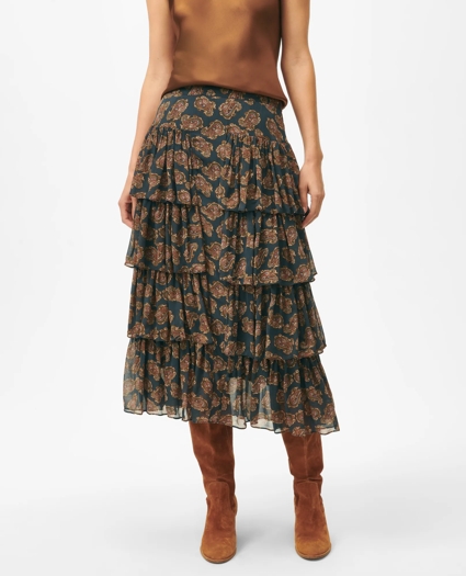 Tiered Skirt in Paisley Chiffon, image 3