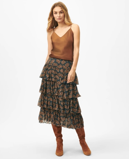 Tiered Skirt in Paisley Chiffon, image 1