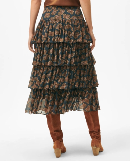 Tiered Skirt in Paisley Chiffon, image 4
