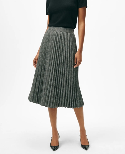 Pleated A-Line Skirt in Glen Plaid Wool Blend, image 3