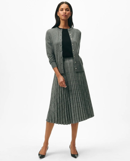 Pleated A-Line Skirt in Glen Plaid Wool Blend, image 1