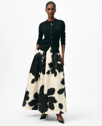 Floral A-Line Maxi Skirt in Twill, image 1